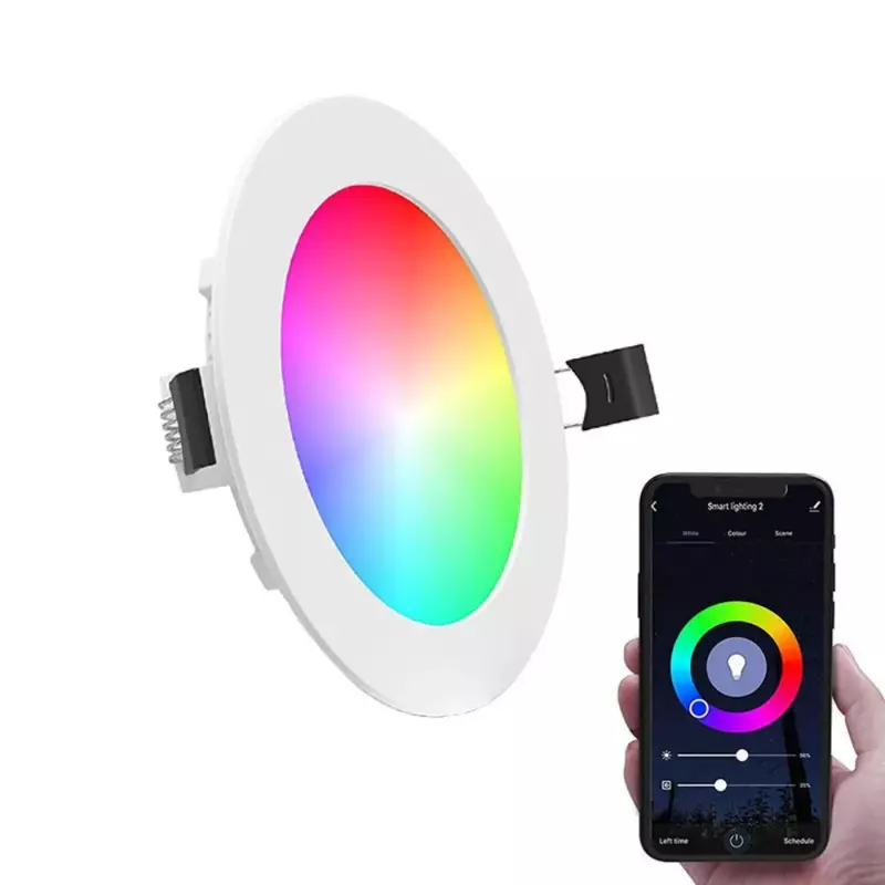 RGB + CW หรี่แสงได้10W Tuya RGB บลูทูธไฟติดเพดานสมาร์ท LED ดาวน์ไลท์ควบคุมรีโมทแอปชีวิตสมาร์ทสมาร์ทโฮม