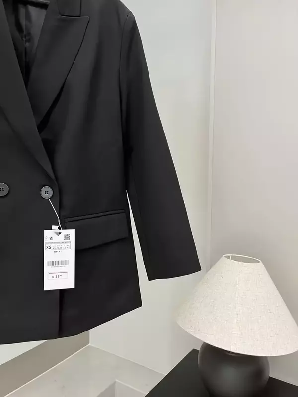 22 Frauen neue Mode Flip Pocket Dekoration lose zweireihige lässige Blazer Mantel Vintage Langarm weibliche Oberbekleidung