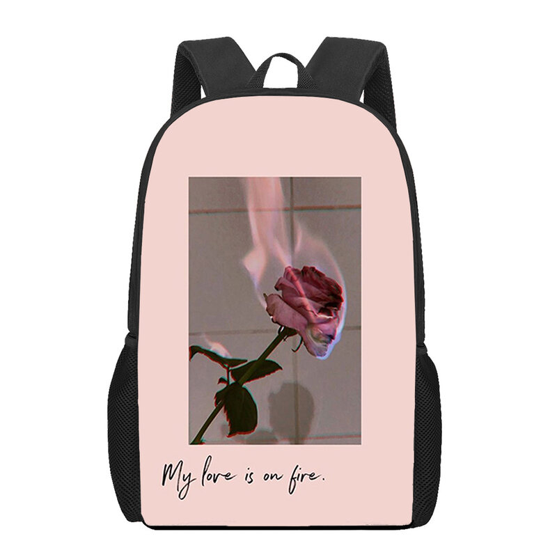 Flowers Floral Rose Plant Peony 3D Printed Book Bag Men Backpack For Teen Boys Kindergarten Children Large Capacity Backpack