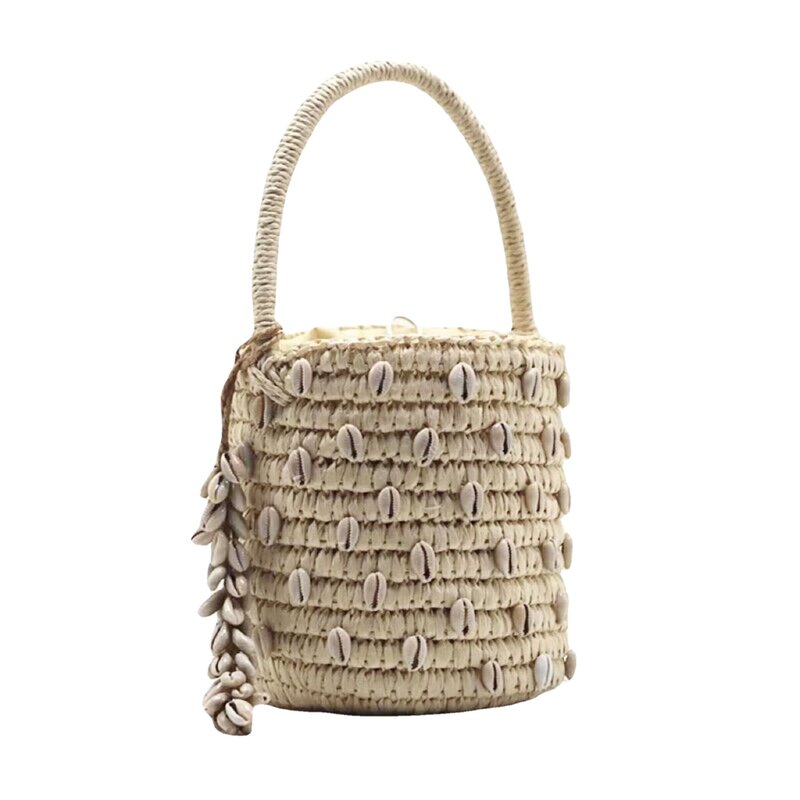 2023 New Summer Handmade Bags for Women Beach Weaving Ladies Straw Bag Wrapped Beach Bucket Bag Top Handle Handbags Totes