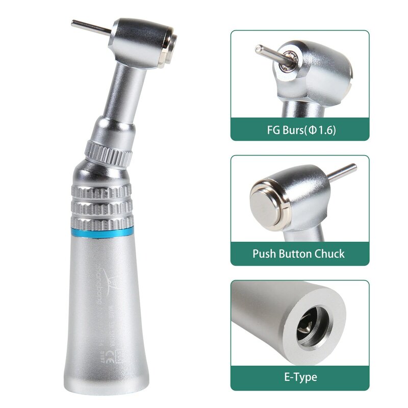 YABANGBANG FG1.6mm Dental Low Speed Handpiece 1:1 Push Button Contra Angle E-type NSK Style Friction Grip