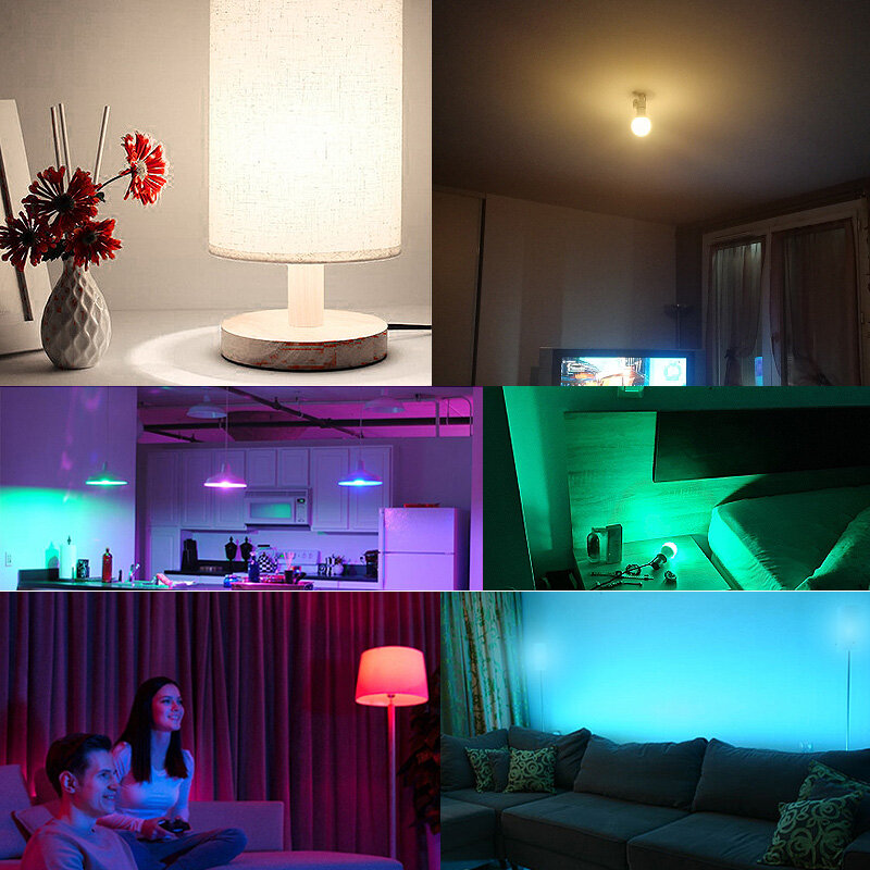 Bombilla led con Bluetooth para el hogar, lámpara de luz nocturna RGB con control remoto, foco de música, E27, E14, GU10, 110V, 220V