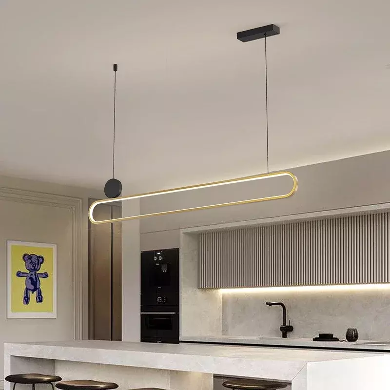 Nordic minimalista moderno minimalismo singolo cerchio doppio cerchio Bar luci da cucina apparecchio striscia LED sala da pranzo lampada a sospensione