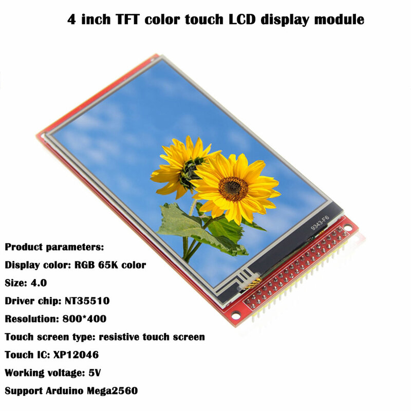 TFT LCD a cores Touch Display Module, pode ser inserido diretamente em Arduino Mega2560 Development Board, 800x480 IPS Screen, 4"