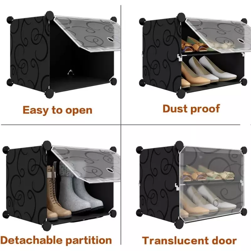 Quarto Shoe Storage Organizer Cabinet, grande DIY Prateleiras de plástico, Rack destacável para Entryway Room, 96 pares
