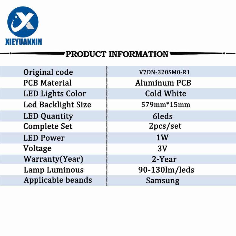 Samsung TVバックライト,579mm,3v LED TVライト,32インチ,ue32m4000au,e32m4000,ue32m4002,ue32m4005,un32m4500,ua32m5000,V7DN-320SM0-R1