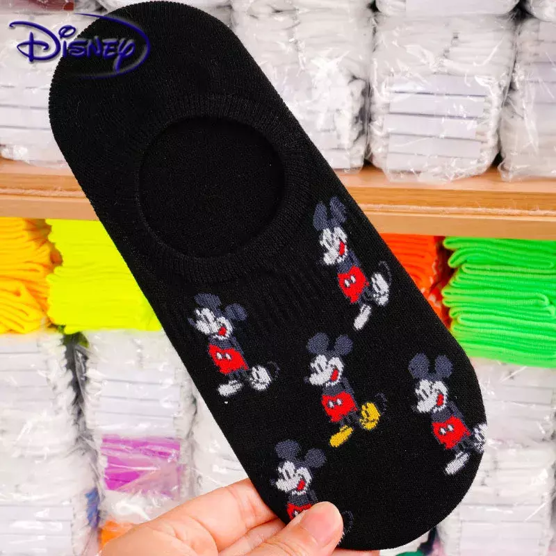Disney – chaussettes en coton à motifs de dessin animé Mickey et Minnie pour hommes, grandes tailles, décontractées, nouvelle collection
