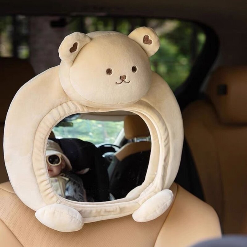 Großer, nach hinten gerichteter, antireflektierender Bärenglas-Rückfahrsichter aus Autoglas für Kindersitze. Sehen Sie Ihre