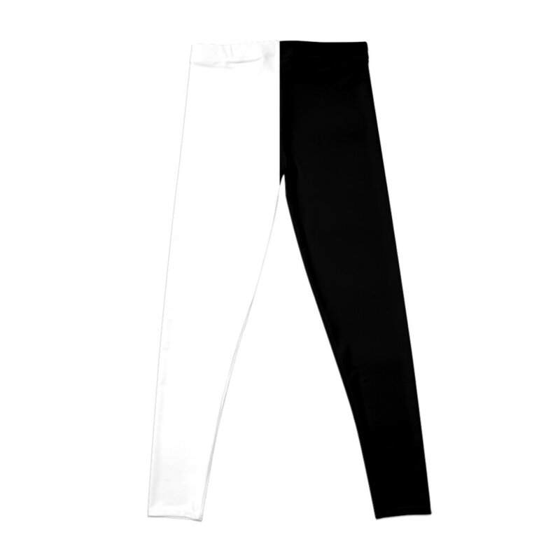 Leggings brancas metade pretas das mulheres, Calças esportivas femininas, Conjunto esportivo, Leggings de ginástica