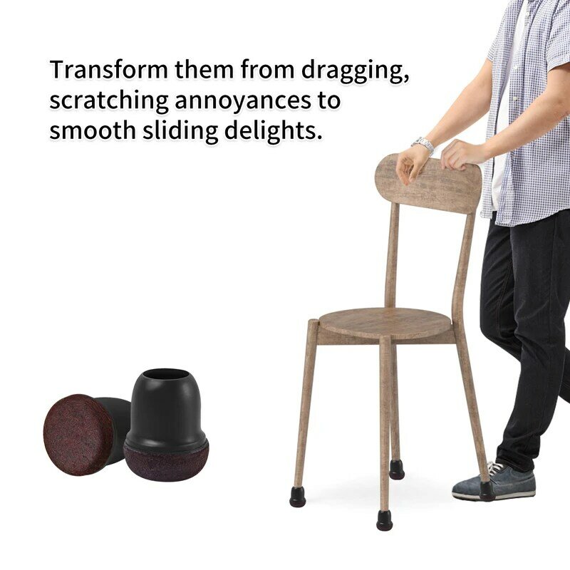 8PCS Stuhl Bein Boden Protektoren mit Dicken Wrap Filz Pads Silikon Möbel Bein Covers Schwarz Tisch Füße Tassen zu schützen Etagen