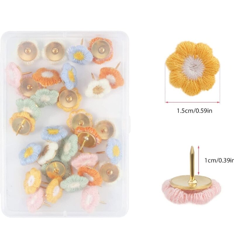 30 조각 꽃 푸시 핀 다채로운 장식 엄지 압정 꽃 푸시 핀 Dropship