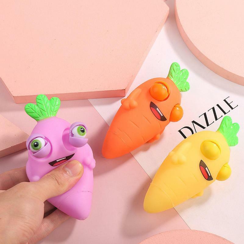 재미있는 당근 핀치 장난감, 5D 눈 터지는 스퀴즈 장난감, 생생한 표현, 스트레스 방지 장난감, 성인 및 어린이용 피젯 토이