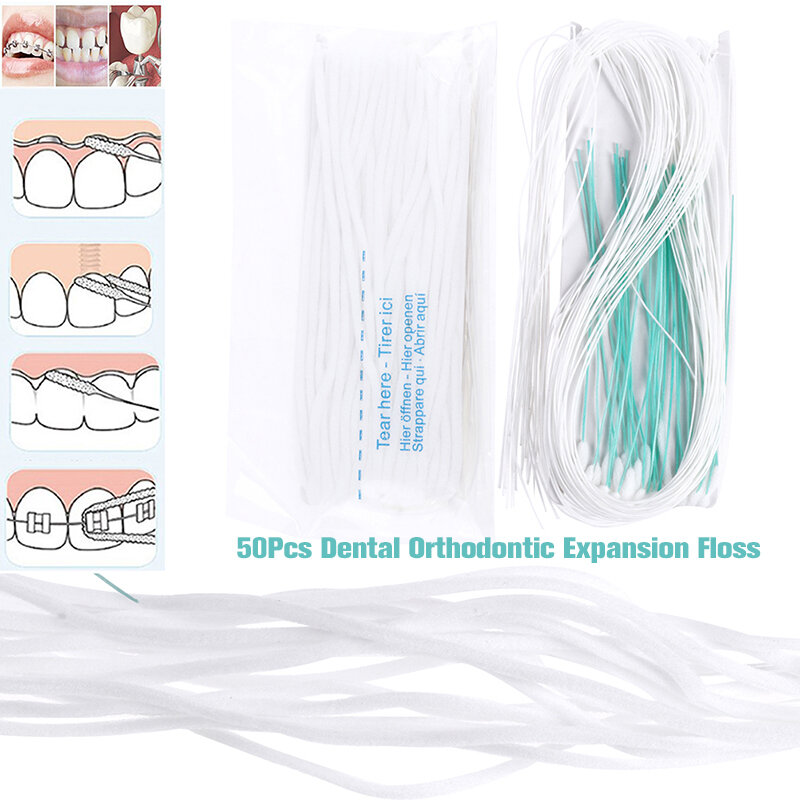 50pcs Toothpick Tool Floss Threaders Tooth Floss Holders Between Orthodontic Braces Bridge Hilo Dental Oral Clean