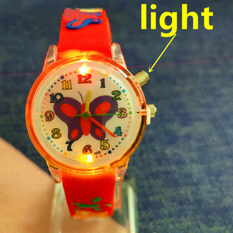 Reloj de luz con luces de dibujos animados para niños, reloj de cuarzo luminoso para niños y niñas, reloj de juguete para niños, tiempo de aprendizaje, envío directo