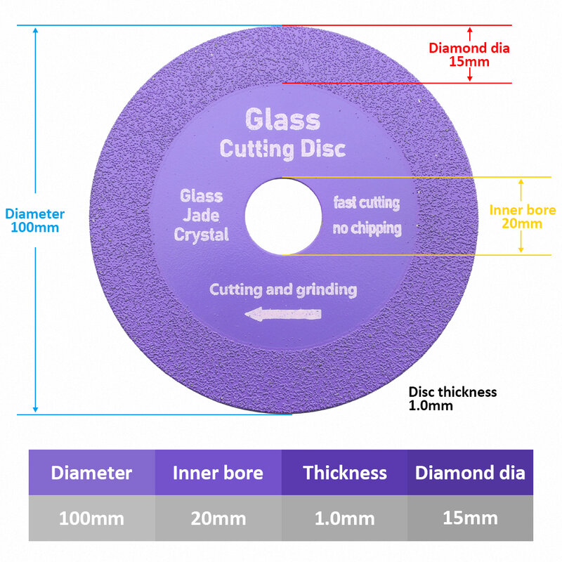 NINDEJIN 1pc Glass Cutting Disc 100mm 115mm 125mm Diamond Glass Cutting Blade Ceramic Tile Marble Polishing Grinding Saw Blade