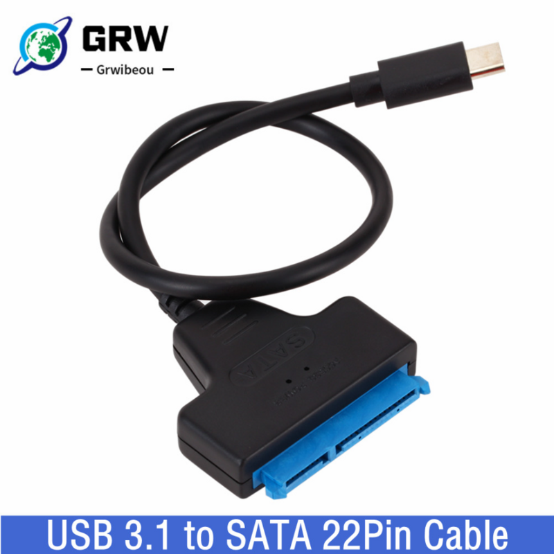 Grwibeou USB-C to SATA Adapter Sata To Type-C Cable USB 3.1 Up To 6 Gbps Support 2.5 Inches SSD HDD Hard Drive 22 Pin SATA Cable