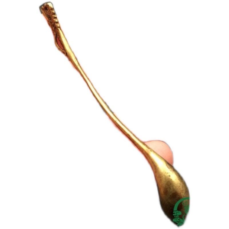 Grifo de latón macizo, cuchara pequeña de cobre, tallado en miniatura, utensilios de cuchara de medicina, juego de bronce, tallado de cobre