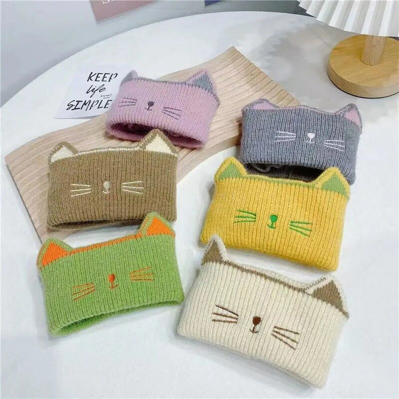 Hair Band Dual-use Cute Neckerchief Cat Knitted Cold-proof Windproof Winter Children's Scarf Korean Style Wrap Muffler Shawl