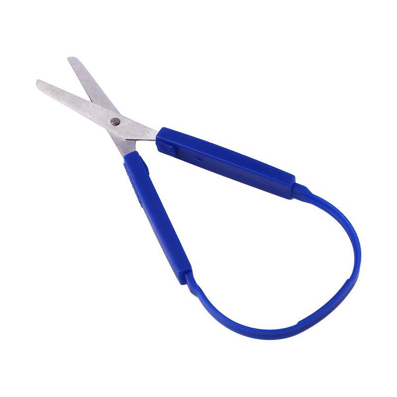 Gunting Loop baja tahan karat plastik gunting adaptif untuk anak-anak dewasa alat kerajinan tangan membuka sendiri pegangan Elasticial