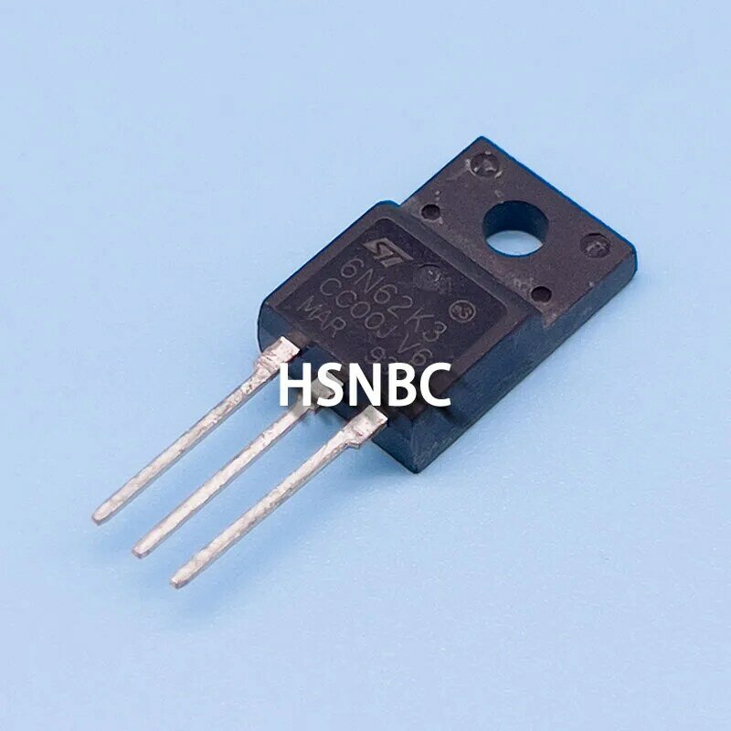Transistor de potência MOSFET, 6N62K3, STF6N62K3, TO-220F, 620V, 5.5A, 100% novo original, 10pcs por lote