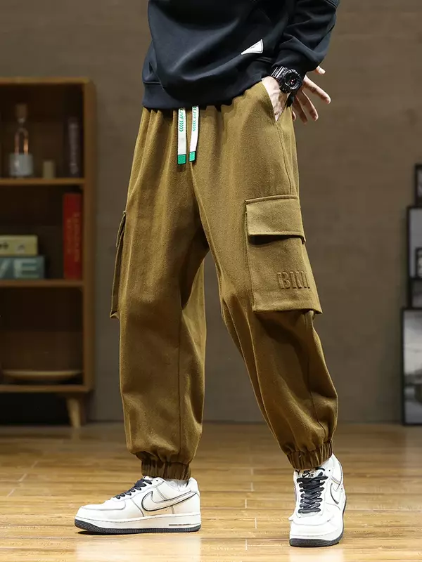 2024 nowe jesienne spodnie Cargo męskie z wieloma kieszeniami hiphopowy sweter bawełniane spodnie luźne w stylu Casual męskie spodnie haremowe duży rozmiar 8XL
