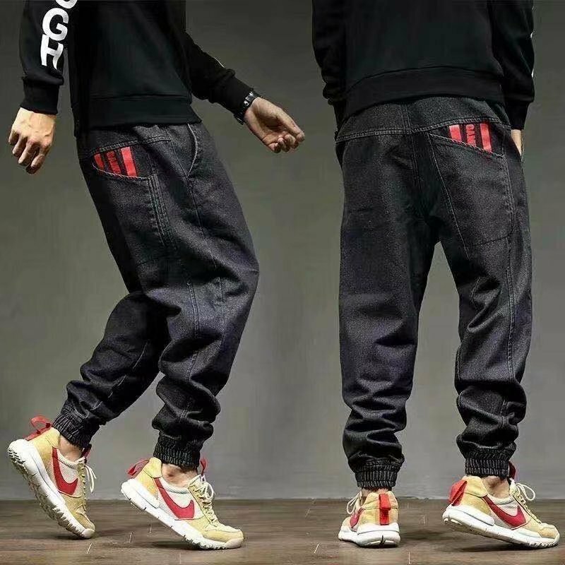 Jeans larghi da uomo Jeans elastici da Jogging harlegin pantaloni sportivi Casual Streetwear pantaloni Hip Hop Plus Size 5Xl
