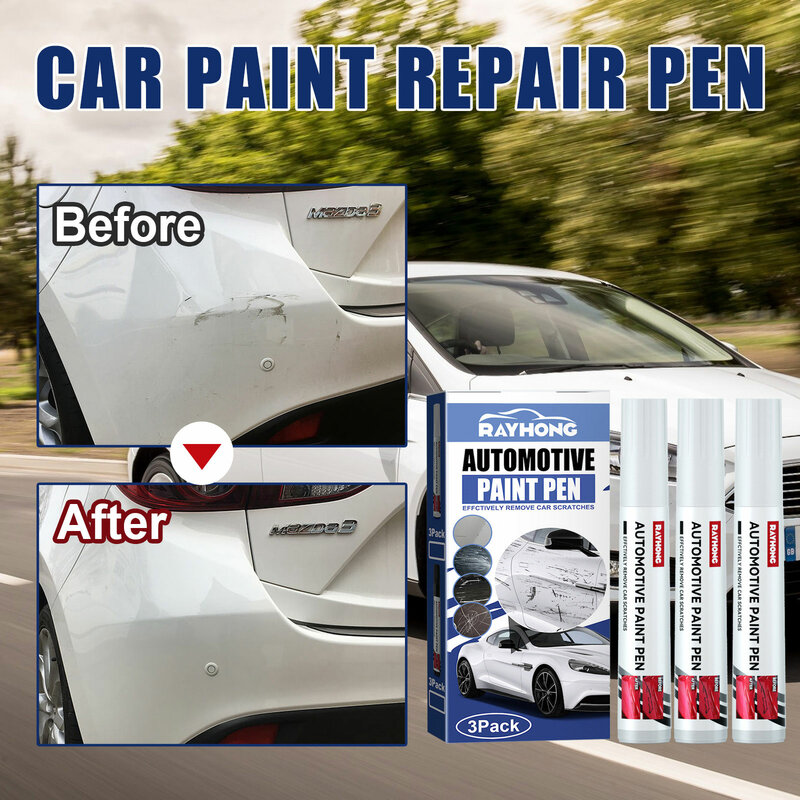 Car Scratch Repair Paint Pen, Auto Touch Up Canetas para Arranhões de Carro, Removedor Claro, Paint Care, Remendo Caneta de Pintura, 3 Pcs