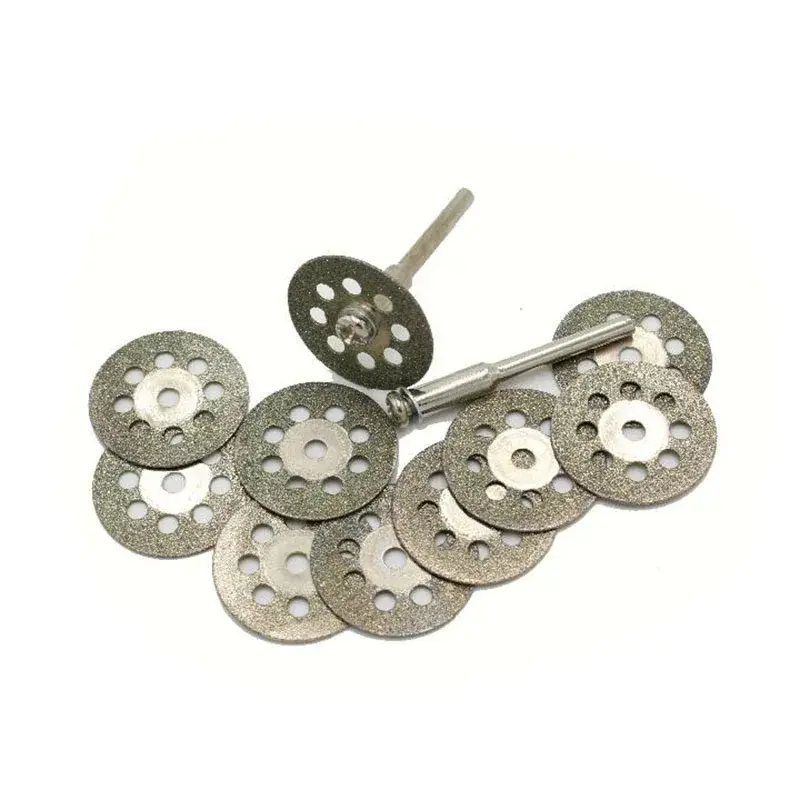 10pc 22mm accessorio per utensili rotanti adatto a Dremel Craftsman disco per ruote con taglio diamantato + asta da 3mm 2 pezzi