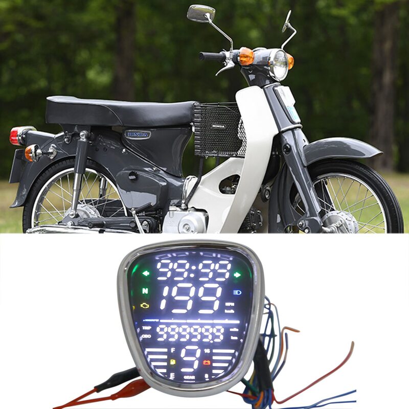 Medidor Digital LED para motocicleta C70 C90, odómetro Rpm, velocímetro, ensamblaje