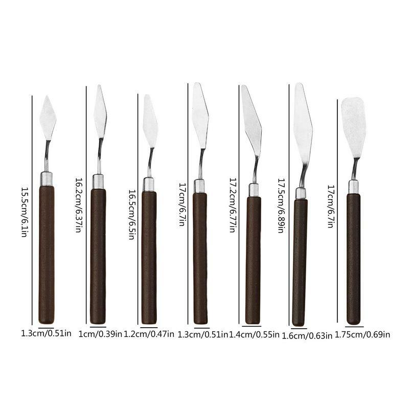 Oil Painting Knife Stainless Steel Palette Painting Knife Set 7 Pieces Oil Painting Spatula With Wood Handle Art Accessories