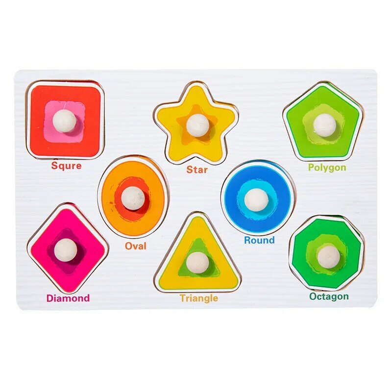 Rompecabezas de madera Montessori para niños juguetes para bebés de 1 a 2 y 3 años tablero de agarre de mano juegos educativos de aprendizaje a juego