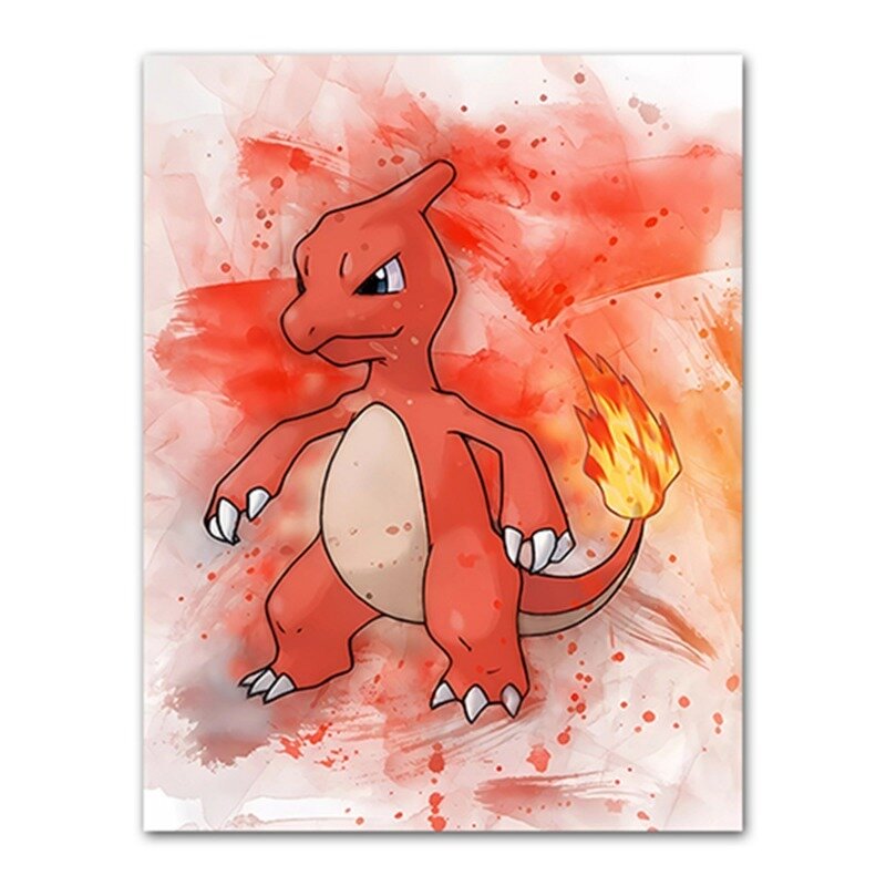 Anime Pokemon Canvas Painting Bulbasaur Charmander Squirtle Poster and Print Watercolor Wall Art Picture Home Decor Kids Gifts