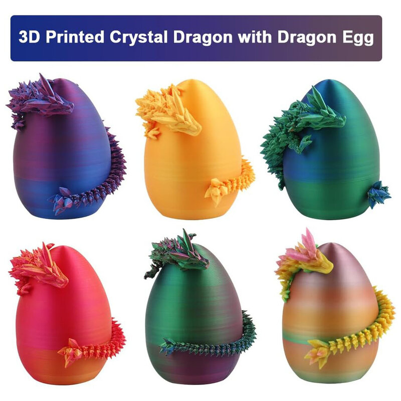 Ornamento articinado do dragão do cristal, junção flexível, impressão 3D