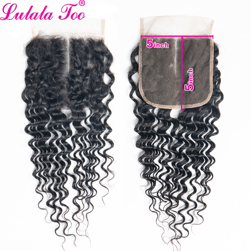 Lulalatoo – perruque brésilienne Remy 100% naturelle, cheveux lisses et ondulés, 5x5, 10- 20 pouces, Swiss Lace Closure