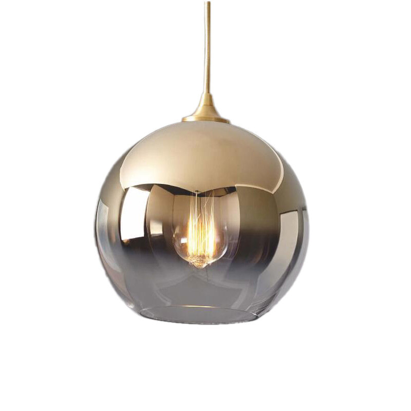 Glass Ball Pendant Light Minimalist Bedroom Bedside Creative Bar Light Luxury Gradient Color Glass Lamp