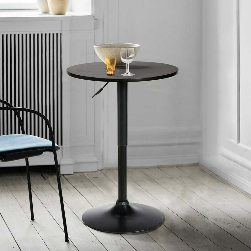 Verstellbarer Pub-Tisch schwarz gebürstetes Holz & schwarz Metall Finish Steht isch für Bistro Pub Küche