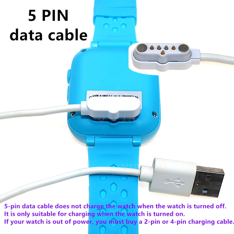 USB المغناطيسي 2 دبوس شحن 5 دبوس كابل بيانات خط كليب على شاحن ل متتبع تحديد المواقع للأطفال ساعة ذكية LT21 LT31 Q12 Q19 K9 T16 DF33