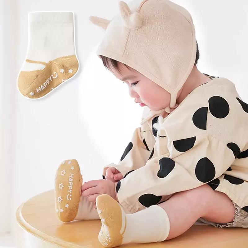 Coreano novo bebê retalhos anti-deslizamento de borracha meias de assoalho de algodão respirável recém-nascido infantil da criança meninos meninas meias 0-5years velho