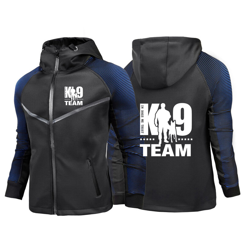 TRAINER K9 Team K9 Unit Malinois 2023 stampa moda uomo tinta unita Splicing cortex cappotto impermeabile abbigliamento top tuta da corsa