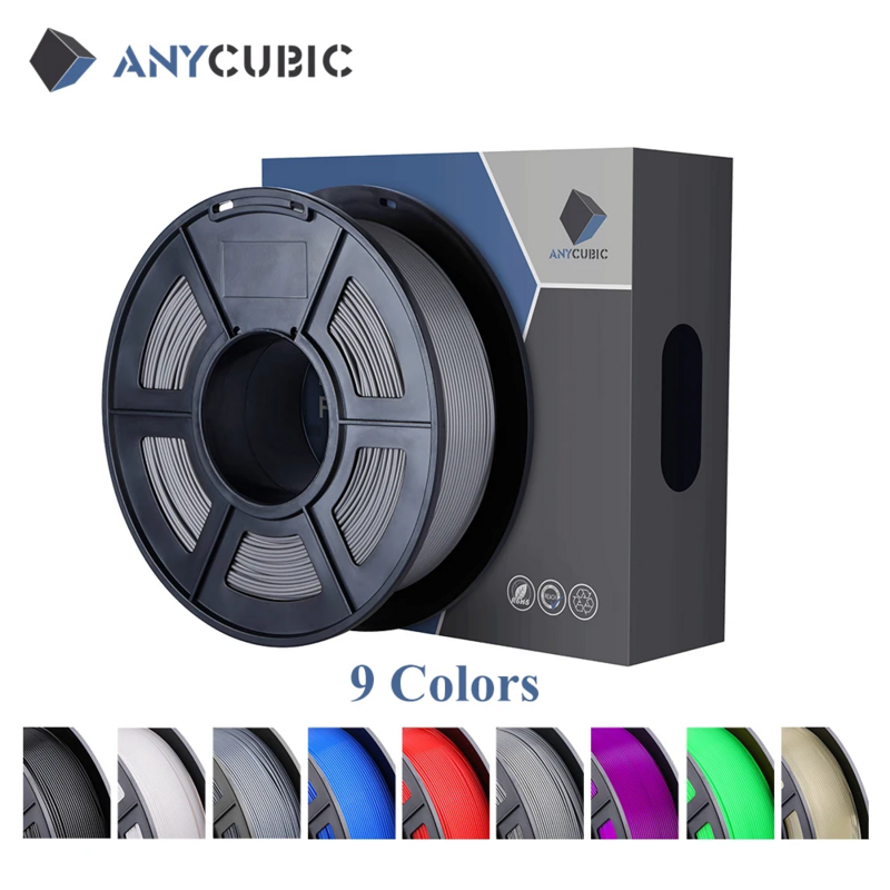 ANYCUBIC-Carretel Puro Sem Impressora 3D Bolha, Filamento PLA, Sem Plugging para Impressora 3D, Mega-S Chiron, 9 Cores, 1,75mm, 1kg/Rolo