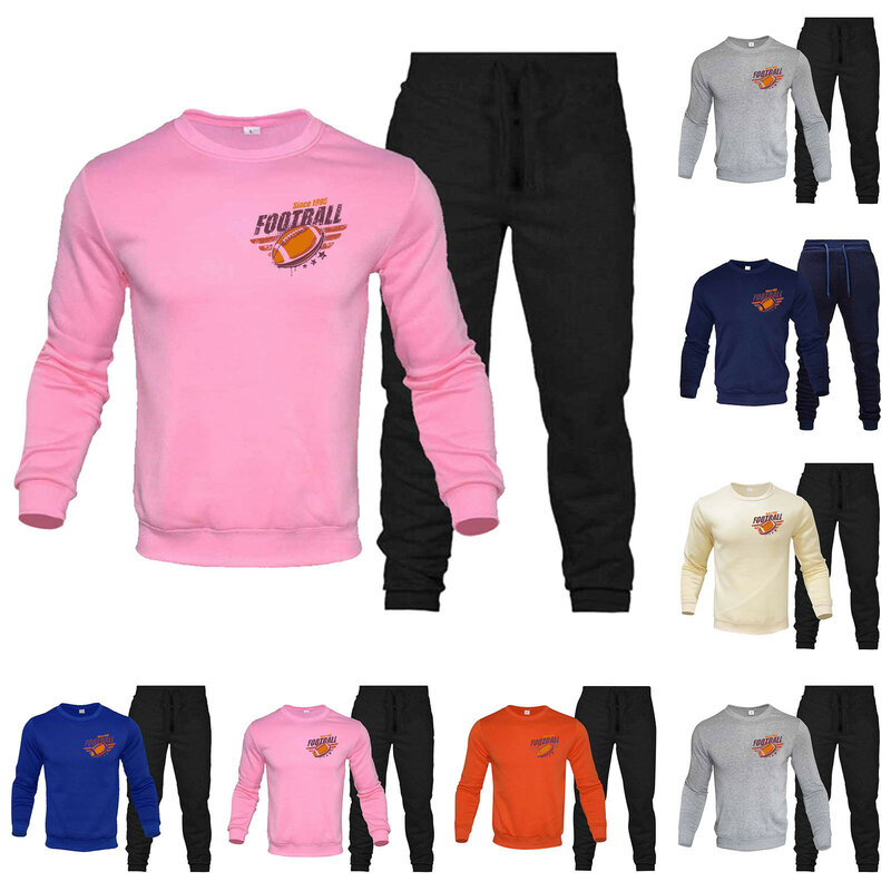 Conjunto de ropa deportiva para hombre, sudadera de Rugby, abrigo, Jersey, pantalones de chándal, prendas de vestir exteriores, traje de 2 piezas