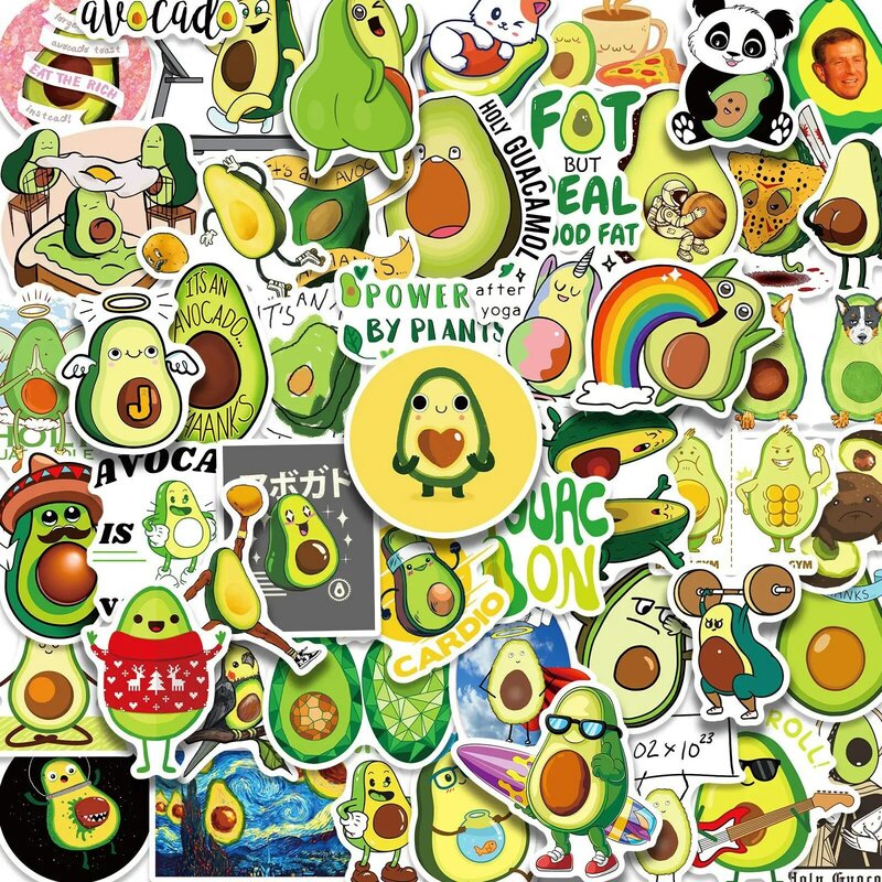 50 pcs/pack Creative Avocado PVC Decorative Stickers Waterproof Stickers Scrapbooking DIY Journaling Sticker Stationery Diary