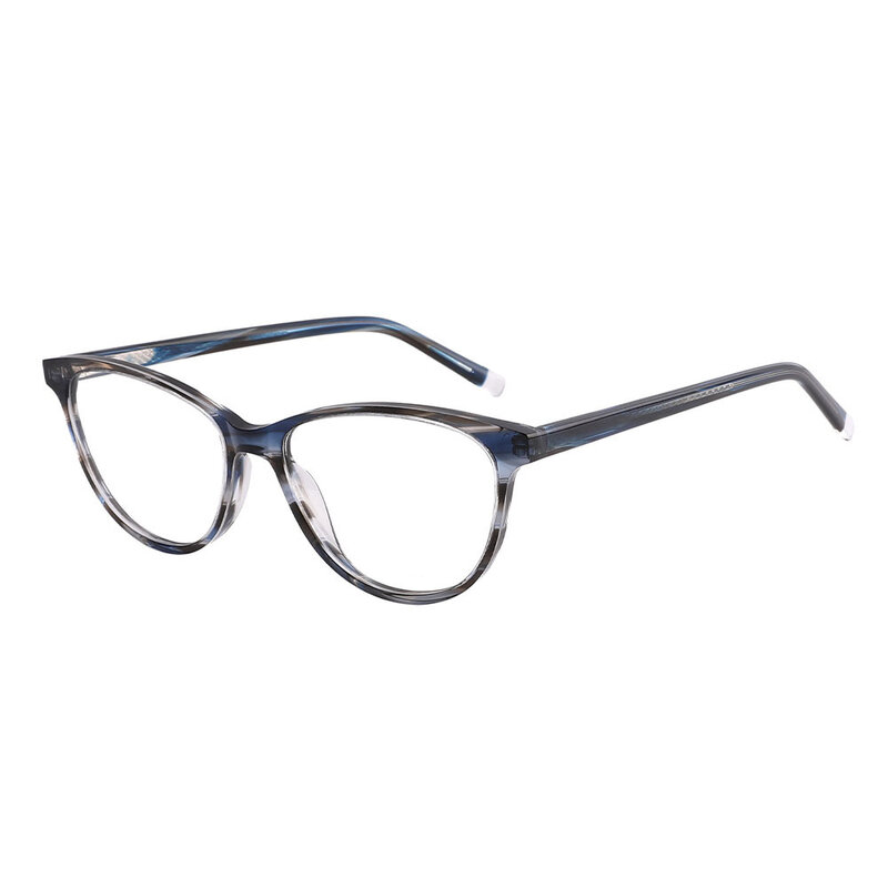 Gafas ópticas de acetato con montura de ojo de gato, anteojos de moda, a rayas, prescripción óptica