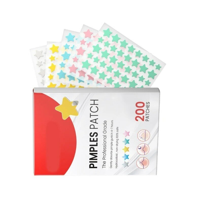 200 Patches Cartoon Pimple Stickers Comfortable Star Pimple Stickers for Face Achieve Smooth Skin Drop Shipping