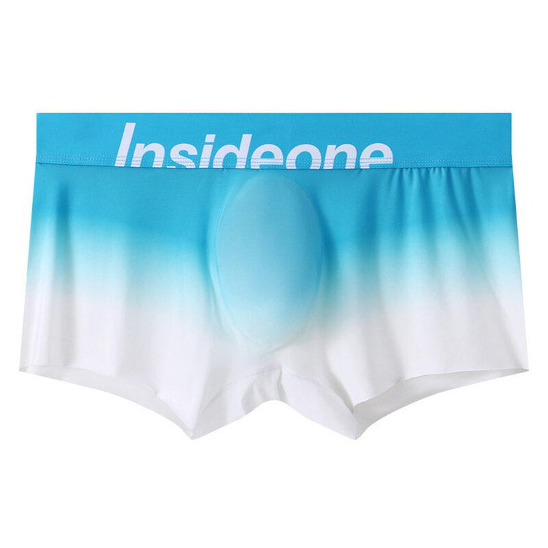 Sexy Men Ice Silk Boxer Gradient Seamless Underwear Bugle Pouch Waistband Briefs Comfort Flex Panties Elasticity Lingerie