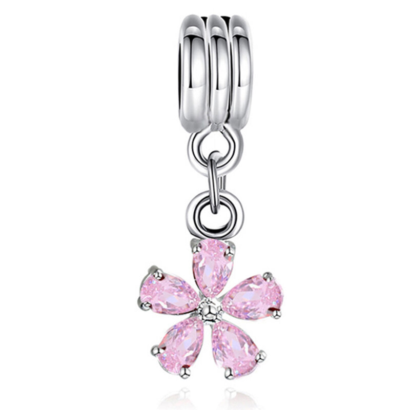 10 pz/lotto Fit Brand Original bracciale collana colore rosa cavalluccio marino fiore amore Charm Beads regalo di gioielli di compleanno fai da te