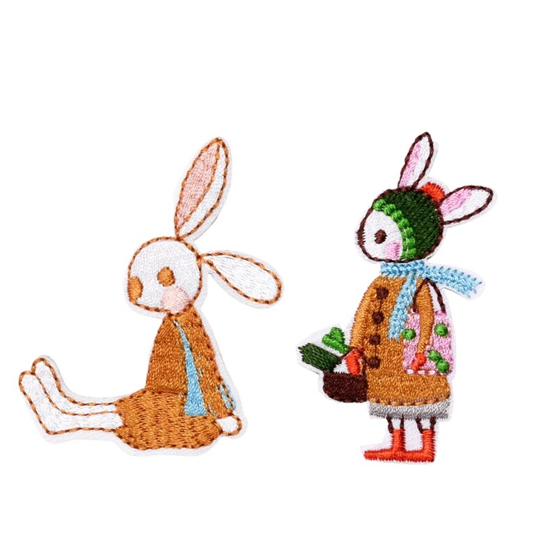 HUYU Toppe ricamate per feste Pasqua con coniglietto, toppe termoadesive, applique per vestiti, abiti, zaini, giocattoli a