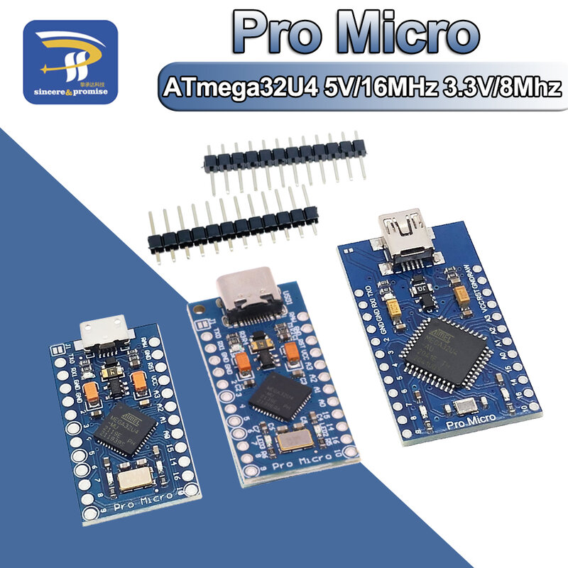 Type-C MINI USB Pro Micro For Arduino ATmega32U4 5V/16MHz 3.3V/8Mhz Module With 2 Row Pin Header Leonardo Usb Interface Board