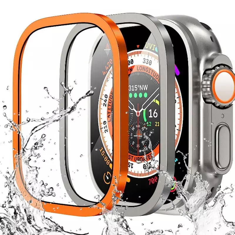 Boîtier en métal pour Apple Watch Ultra, couvercle de 49mm, verre de protection d'écran, étanche, pare-chocs de protection, iWatch 49mm, film transparent
