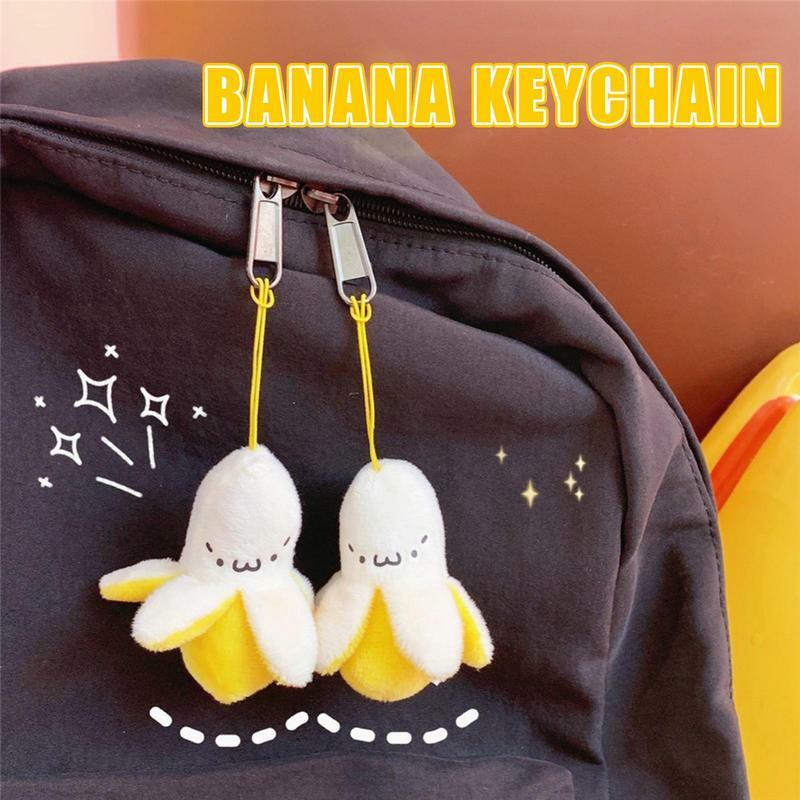 Kawaii Cartoon Plush Banana Keychain Toy Doll Key Chain For Women Men Kid Backpack Keyring Accessories Birthday Gifts